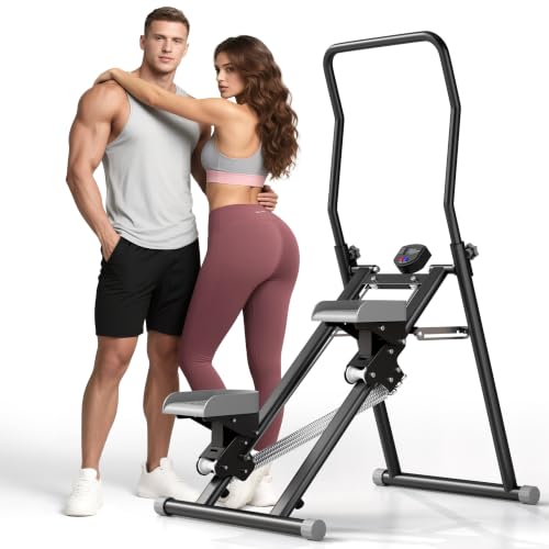 Heavy Duty Stair Stepper Handlebar Adjustable Foldable Vertical Climbers
