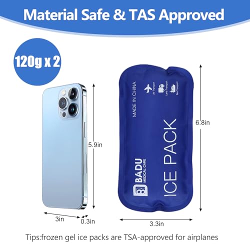 Ice Packs for Insulin Cooler Travel Case, Pack of 2(120g *2), TSA Approved Reusable Ice Packs, Retention for 8-12 Hours, Suitable for Most Medication Cooler Travel Case (2) - size: M-120g