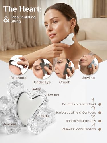 Rena Chris Gua Sha & Muscle Scraper Tool, Stainless Steel Face & Body Gua Sha Set for Lymphatic Drainage & Deep Tissue Massage, Travel Pouch & Guide Included (2-Piece Kit)