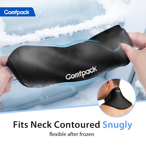 Comfpack Neck Ice Pack Wrap, Soft Gel Ice Packs for Neck Shoulder Reusable - color: Black