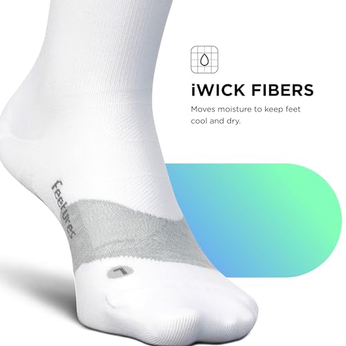 Feetures Elite Light Cushion Mini Crew Sock - color: New White (1 Pair), size: Large