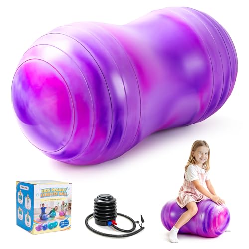 ZOOJOY Peanut Ball for Kids and Adults, 18/20Inch Anti-Burst Exercise Ball - color: Pink & Purple, size: 35 x 18 Inch