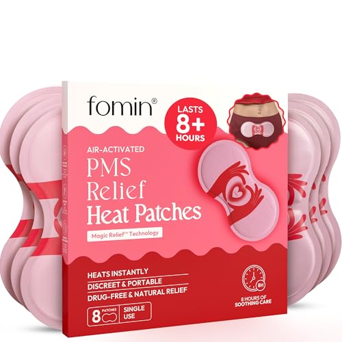 FOMIN PMS Relief Heat Patches (8 Pack) — Air-Activated Self-Heating Cramp Relief Patch, Drug-Free Period Pain Relief, 8-Hour Portable Menstrual Heating Pad, Discreet Wearable Patch for Women - size: 8 Count (Pack of 1)