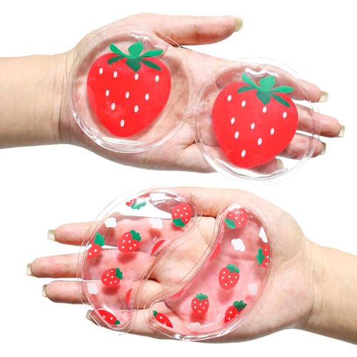4PCS Gel Eye Ice Pack Set Reusable, Cold and Hot Compress for Eyes - color: Strawberrys