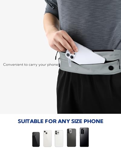 WATERFLY Running Belt Fanny Pack:Phone Holder Belt for Men Women - color: Grey