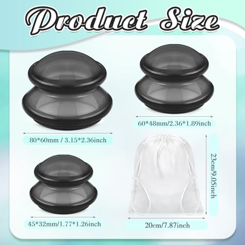 TrelaCo 6 Pcs Silicone Cupping Kit for Massage Therapy,Clear Black - color: Clear Black