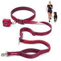 Spark Paws Hands Free Dog Leash - Bungee Waist Belt for Running & Walking - color: Fuchsia Camo
