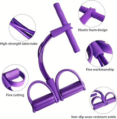 21 Fitness Resistance Bands-4 Tube Pedal Ankle Puller - 2023 New Sit up Leg Stretch Rope Exercise Bands with Handles, Stretching Workout Fitness Bands for Arm Weights Exercise Equipment - color: Yellow