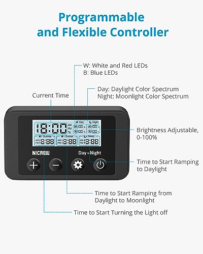 NICREW Clip-on Planted Aquarium Light for Fish Tank - size: For Plants