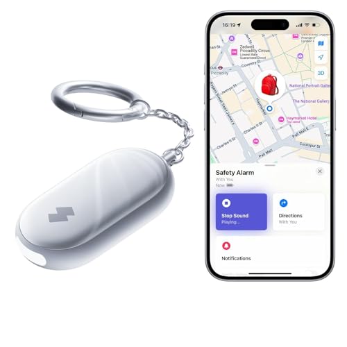 SwitchBot 130 dB Personal Safety Alarm for Women with Apple Find My APP, Extra-Loud Siren & Strobe Light, Waterproof Self Defense Keychain for Women, College Girls and Kids (White) - color: White