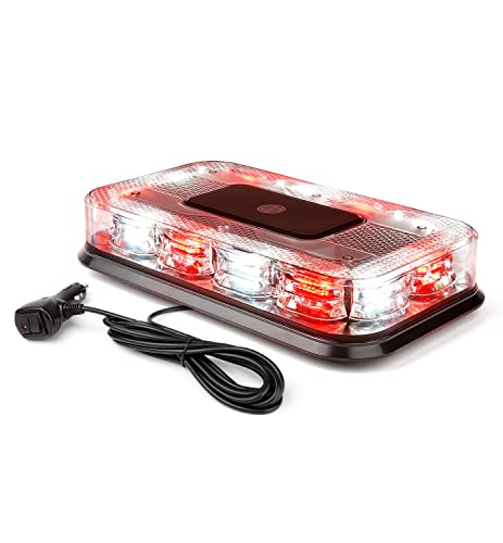 LUMENIX 12 Inch Rooftop Strobe Beacon Light Bar, Red White - color: White Red