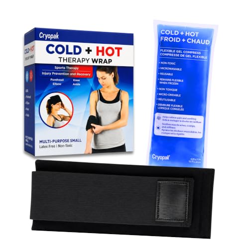 Cryopak Cold and Hot Therapy Wrap, Black, Latex-Free, Non-Toxic, for Back, Abdomen, Hip, Sports Injury Prevention, Recovery (Small). kit Includes Flexible Gel Compress, Sleeve and Strap. - size: Small
