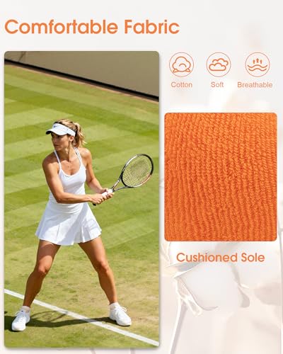 Womens Compression Ankle Crew Socks, Breathable Cushioned Socks - color: White Green Orange Yellow Pink Blue, size: 6-9