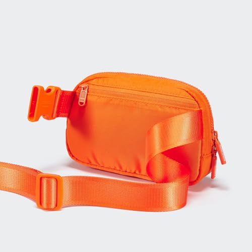 Pander Nylon Fanny Pack for Women, Two-Way Zipper Crossbody Bag - color: Dark Orange