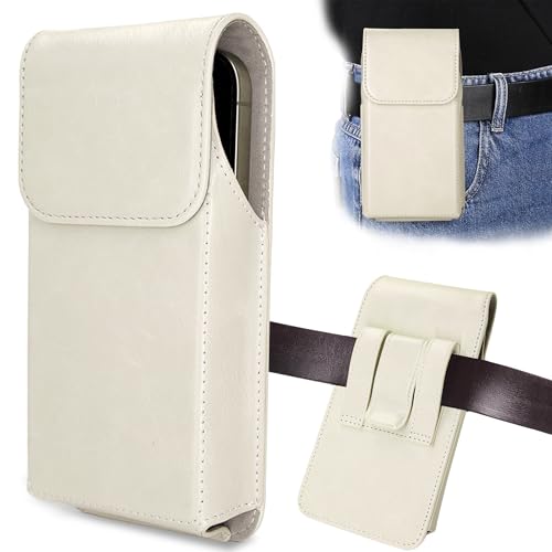 for Phone Pouch Holster Belt Case, Premium Leather Pouch with Belt Clip Phone Holster Belt Case (White, Large) - color: White, size: Large