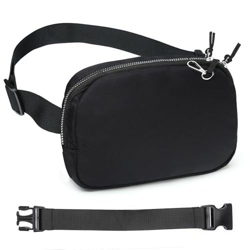 Mini Belt Bag for Women, RFID Small Fanny Pack, Womens Fashion Waist Packs with Extender Strap, Crossbody Bum Bags - color: J01-black