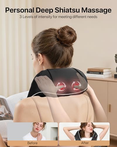 ALLJOY Shiatsu Neck and Back Massager with Heat, Deep Tissue Kneading Electric Massager for Shoulder, Lumbar, and Leg Pain Relief, Self-Care Wellness Gifts for Women Men Mom Dad