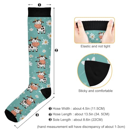 Wusikd Heartbeat Symbol Compression Socks for Women and Men Circulation Black Long Socks for Athletic Running 1 - color: Cow