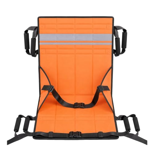 Transfer Sling with Reflective Strips, Patient Lift Pad for Elderly & Disabled, Stair Assist Evacuation Device, Wheelchair to Bed Car Transfer Aid, 8 Reinforced Handles, 260 lbs - color: Orange Reflective