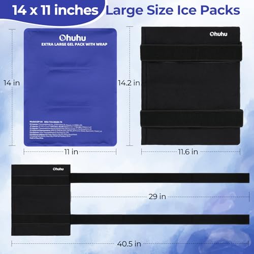Ohuhu Ice Pack for Injuries Reusable X-Large 14"x11" Hot Cold Pack Wrap - color: Blue, size: 14"x11"(1 Pack)