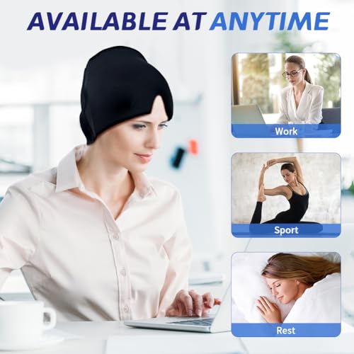 Migraine Relief Cap, Soothing Headache Ice Face Mask Products - color: Black+pink