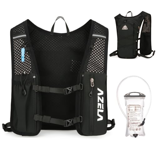 JEELAD Hydration Backpack Lightweight Vest for Hiking Trail Running Gear Cycling Marathon for Women Men - color: B - Black (7L) - with 1.5L PEVA Water Bladder