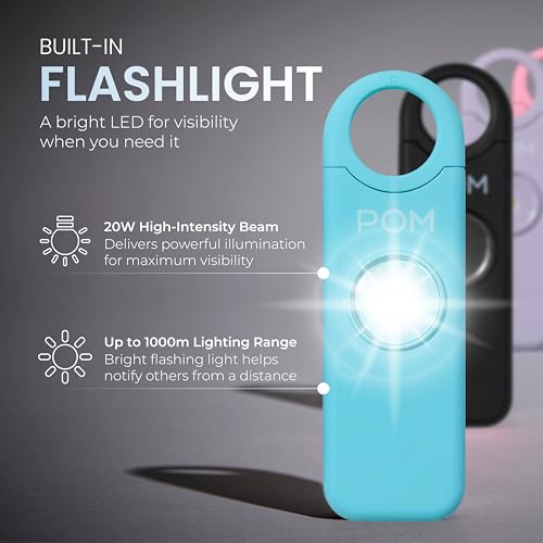 POM Pepper Spray & Personal Alarm Safety Kit – OC Self Defense Keychain Spray & Loud Emergency Alarm for Campus Safety, Women & Students - color: Black X Aqua, style: Keychain Model