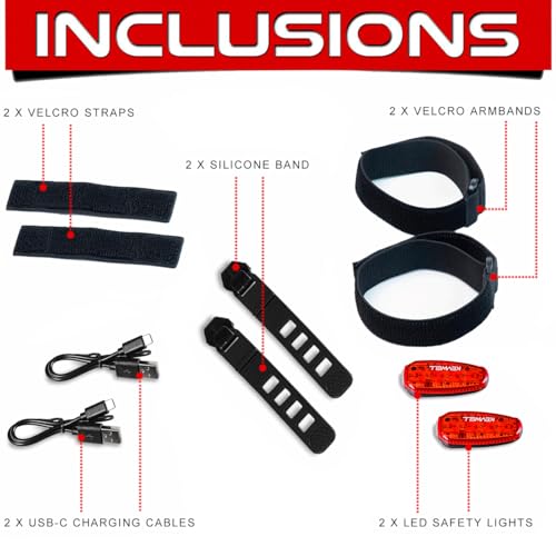 USB-C Rechargeable LED Safety Lights (2 Pack) - Clip on Strobe Running Lights for Runners, Joggers,Walkers,Kids,Dogs,Bike Tail Lights - High Visibility Accessories for Reflective Gear - color: USB-C Red