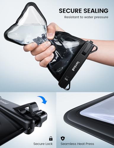 Lamicall Double Pocket Waterproof Phone Pouch, IPX8 Water proof Dry Bag - color: Black