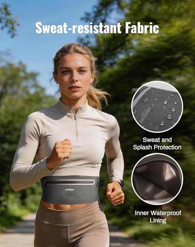 Running Belt for Women & Men-Ultra Light Slim Running Belts - color: Grey