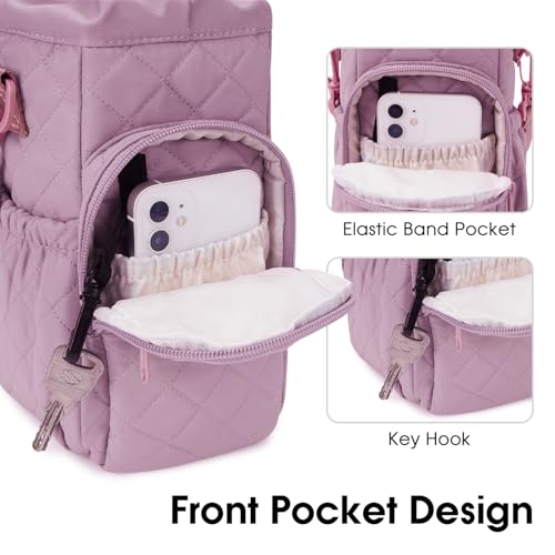 sportsnew 40oz Insulated Crossbody Water Bottle Sling Bag w/Phone Pocket - color: Quilt Pink