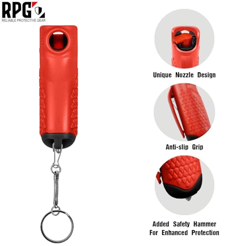 Pepper Spray, Self Defense OC Pepper Spray Keychain, 12 ft Range, 0.5 fl oz - color: Scarlet Red