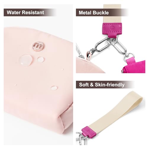 Keychain Wallet Mini Zip Around Wristlet Wallets for Women Detachable Dual Pouch Wristlet Portable Coin Purse Small Wallets - color: Rose+Pink