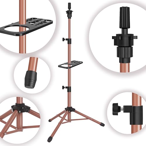 ZQIAN BEAUTY Wig Stand Tripod 50 Inch Metal Wig Mannequin Head Tripod Stand For Hairdressing Training Head Adjustable Wig Tripod Stand with Tool Tray (Latte, Mannequin Head Not Included) - color: Latte, size: 50 Inch