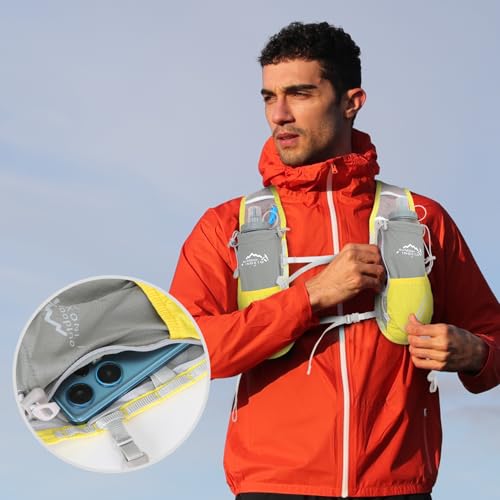IX INOXTO Running Hydration Vest for Women Men with 500ML Soft Flask - color: yellow with 500ml