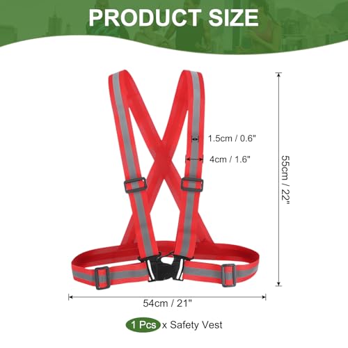 PATIKIL Reflective Safety Vest, Hi-Vis Safety Vests, Adjustable High Visibility Reflective Strips for Outdoor Jogging - color: Red