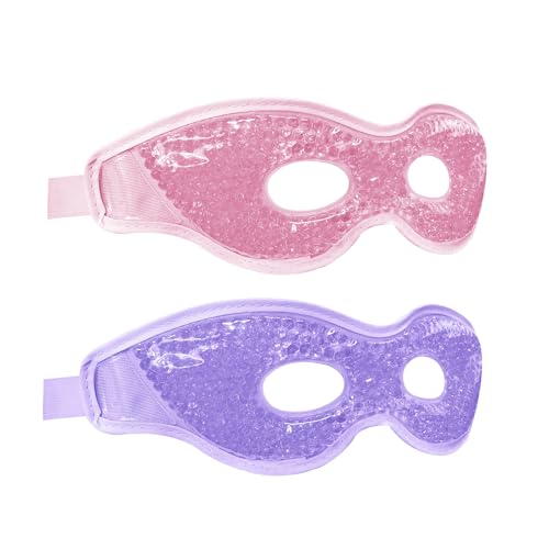 2PCS Gel Eye Mask Reusable Hot Cold Compress Pack Eye Therapy,Therapeutic Gel Eye Spa Pad for Puffiness/Dark Circles/Eye Bags/Dry Eyes/Headaches/Migraines/Stress Relief-Purple&Pink - color: Purple&pink