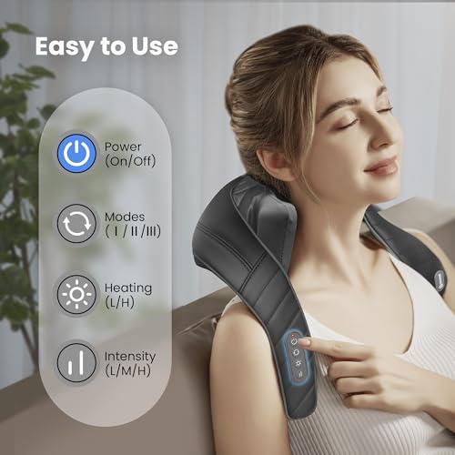 COMFIER Cordless Neck Shoulder Massager with Heat,Classic Black - color: Classic Black