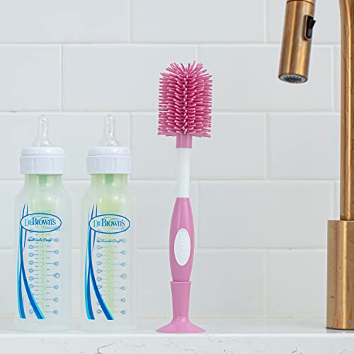 Dr. Brown's Soft Touch No Scratch Baby Bottle Cleaning Brush Nipple Cleaner with Stand and Storage Clip,BPA Free,Pink,(Pack of 12) - style: 12 Pack
