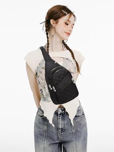 AOSTIHOT Crossbody Sling Bag Small Sling Backpack for Women, Chest Daypack Crossbody Shoulder for Travel Sport Running Hiking - color: A Black