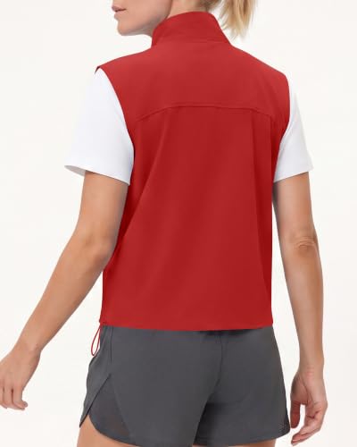 Locachy Women's Lightweight Running Vest Stand Collar Zip Up Summer Waistcoat Sleeveless Jacket for Golf Hiking Travel - color: Red, size: Small