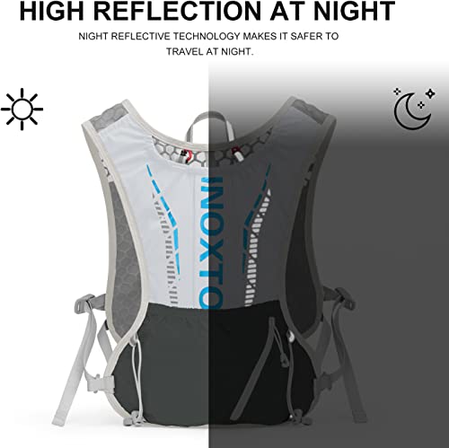 INOXTO Running Hydration Vest Backpack,Lightweight Insulated Pack with 1.5L Water Bladder Bag Daypack for Trail Hiking Running Cycling Race Marathon for Women Men - color: Gray stripe