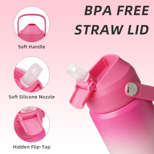BJPKPK 12oz Insulated Water Bottle, Stainless Steel Bottle with Straw Lid - color: Cherry, size: 12 Ounces