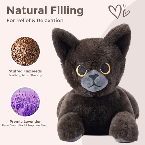 Microwavable Black Cat Stuffed Animals, Heatable & Coolable Plush Toys - style: Cat