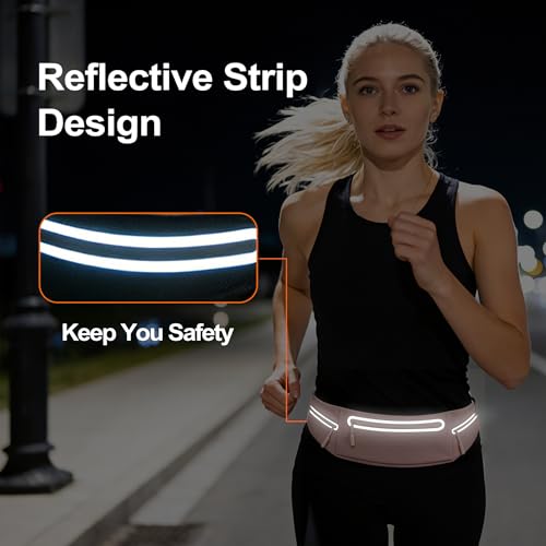 Slim Running Belt for Women Men,Phone Holder Waist Pack,Runners Fanny Pack - color: Drak Pink