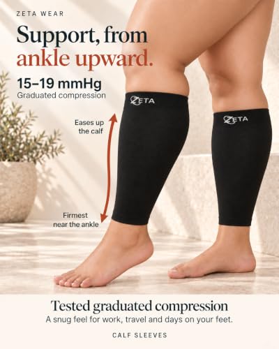 Zeta Wear Plus Size Calf Compression Sleeves for Women and Men, Wide Calf Footless 15-19 mmHg, 2XL-6XL - color: 3 Pair - Blue, size: LXL