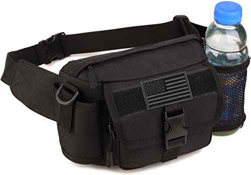 Tactical Fanny Pack for Men, Military Running Waist Bag - color: Black
