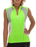 Little Donkey Andy Women's Half Zip Breathable Cycling Vests Reflective Sleeveless Jerseys Shirts Golf 4 Rear Pockets - color: Upgraded Fluorescent Yellow, size: Large
