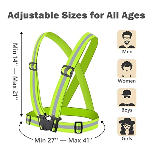 Reflective Vest, High Visibility Safety Vest Straps Reflective Gear for Night Running Walking Cycling for Men Women Kids - color: Green