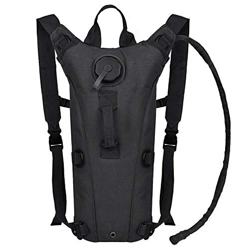 Tactical Water Hydration Pack Military 3L Water Bladder Carrier Backpack Leakproof for Running Jogging Cycling Hiking - color: Black